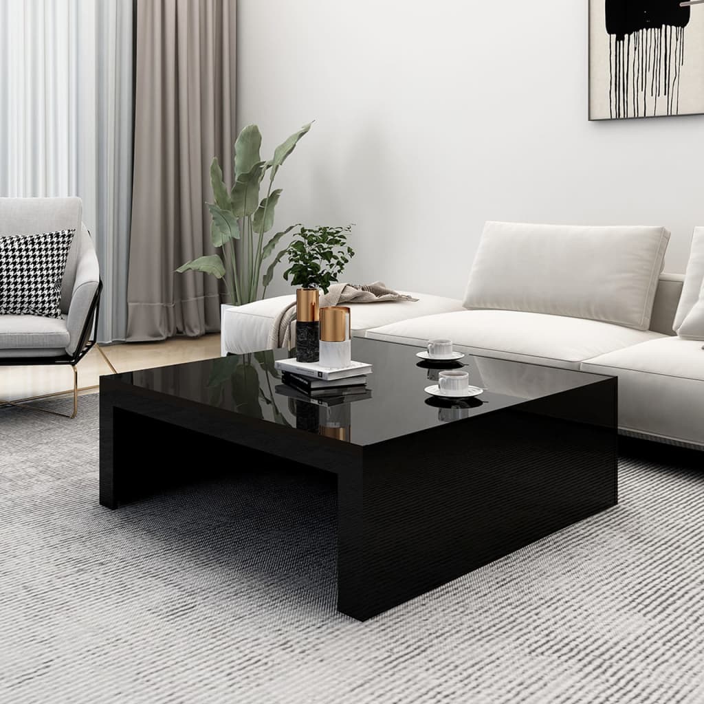 vidaXL Coffee Table High Gloss Black 100x100x35 cm Engineered Wood