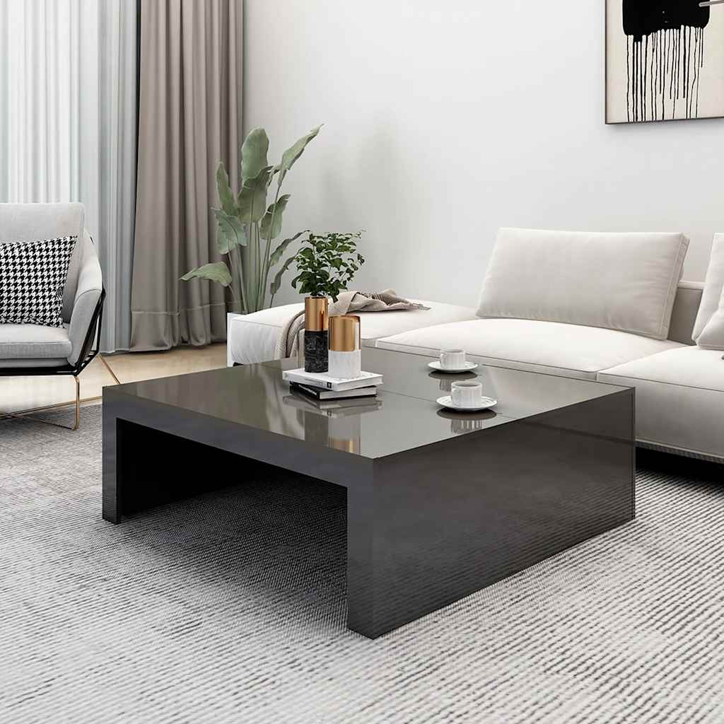 

vidaXL Salontafel 100x100x35 cm spaanplaat hoogglans grijs
