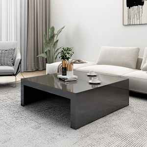 vidaXL Salongbord h&oslash;yglans gr&aring; 100x100x35 cm konstruert tre