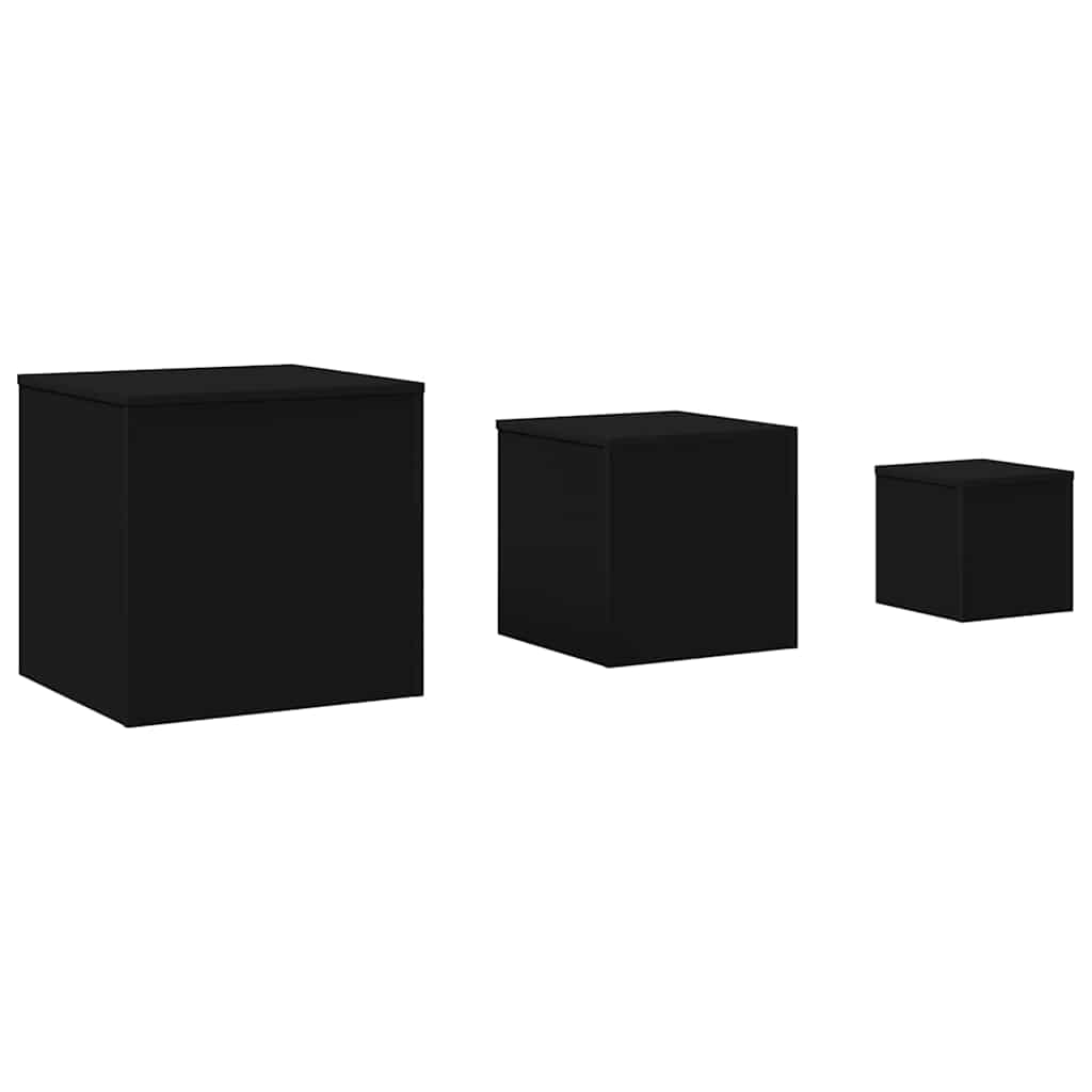 vidaXL Odkládací stolky 3 ks černé kompozitní dřevo
