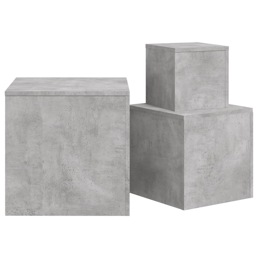  Príručné stolíky 3 ks betónovo-sivé drevotrieska