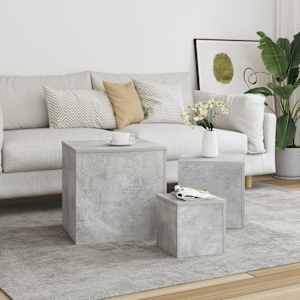 Stranske mizice 3 kosi betonsko siva iverna plošča