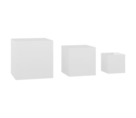 vidaXL Tables d'appoint 3 pcs Blanc brillant Aggloméré