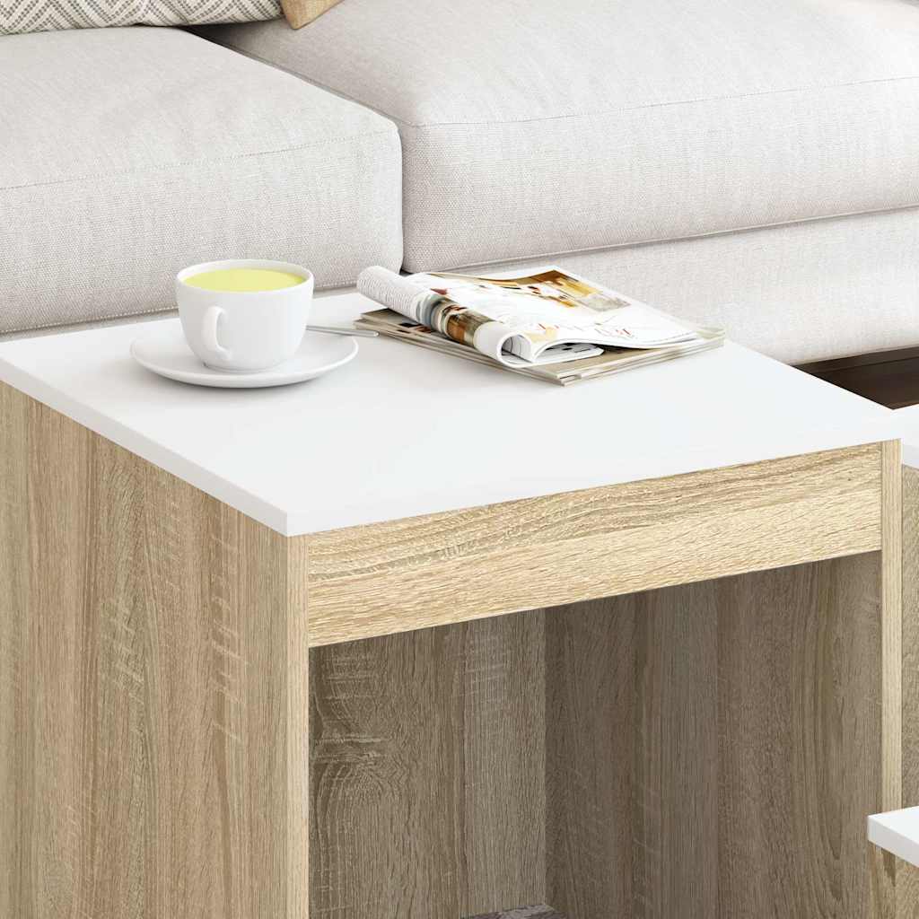 vidaXL galdiņi, 3 gab., sabīdāmi, balta, koka krāsa, inženierijas koks vidaXL galdiņi, 3 gab., sabīdāmi, balta, koka krāsa, inženierijas koks