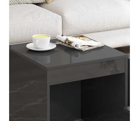 vidaXL Stablebord 3 stk h&oslash;yglans gr&aring; konstruert tre