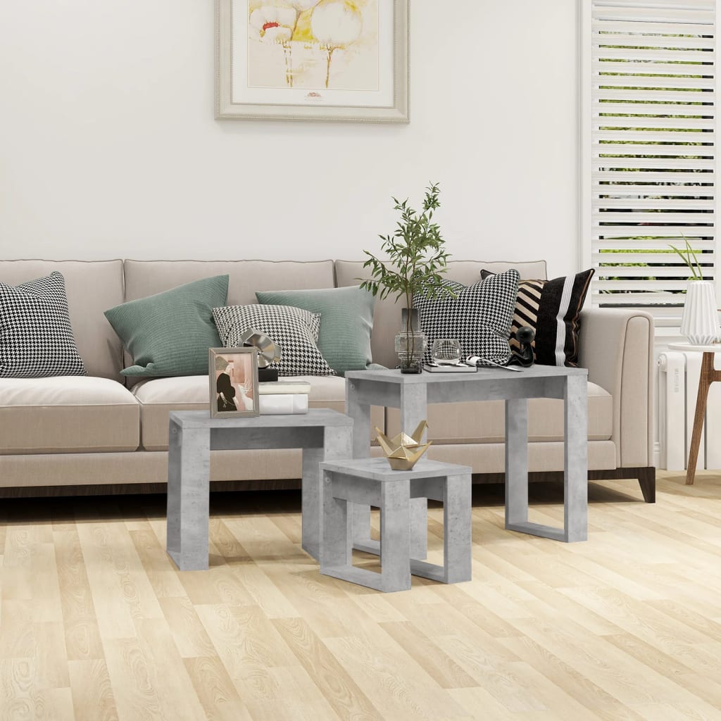 Nesting Tables End Side Table Nest of Table Set Engineered Wood 3 pcs vidaXL