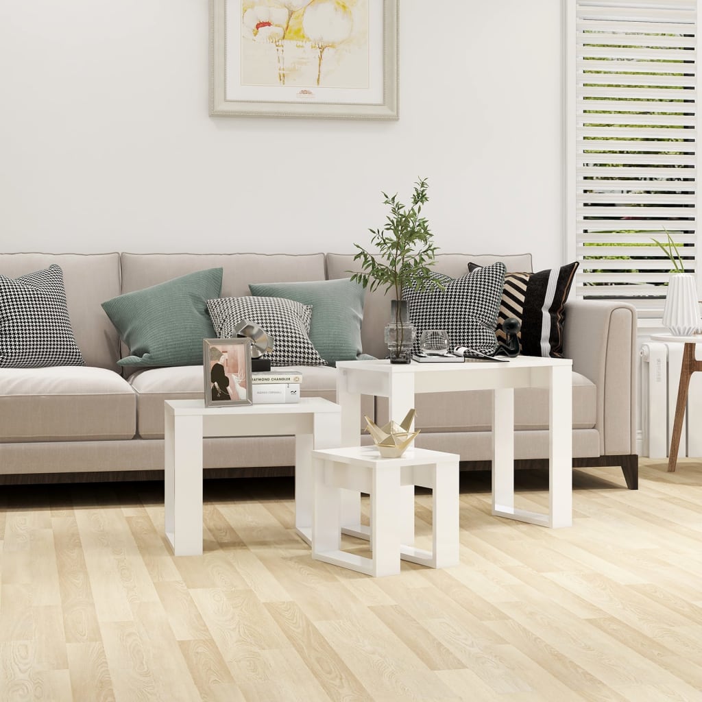 Nesting Tables End Side Table Nest of Table Set Engineered Wood 3 pcs vidaXL