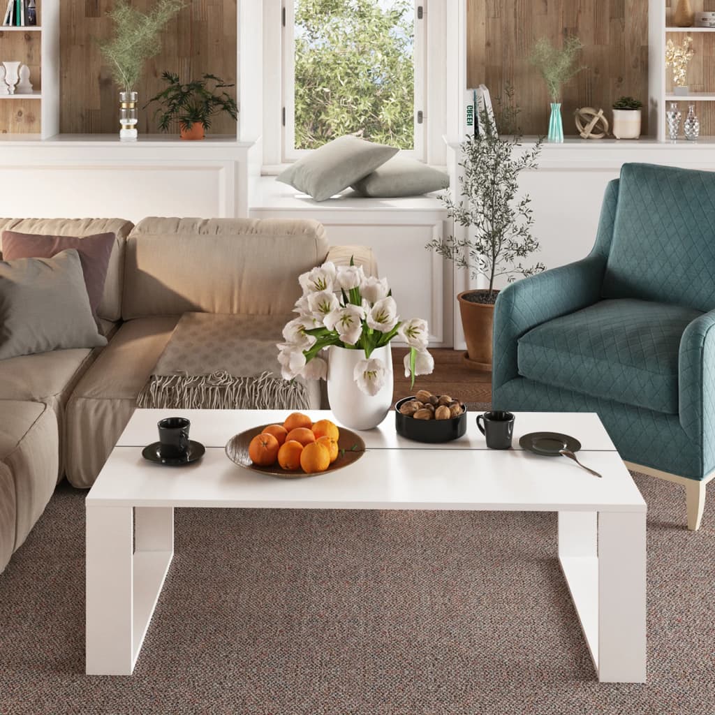 vidaXL Salontafel 110x50x35 cm bewerkt hout wit