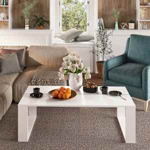vidaXL طاولة قهوة أبيض 110×50×35 سم خشب صناعي