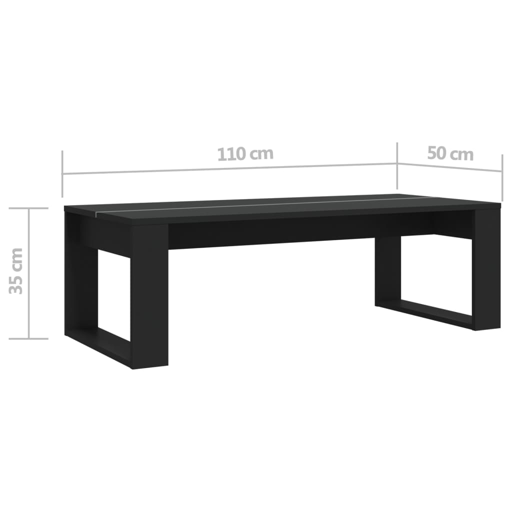Kavos staliukas, juodos spalvos, 110x50x35cm, apdirbta mediena | Stepinfit