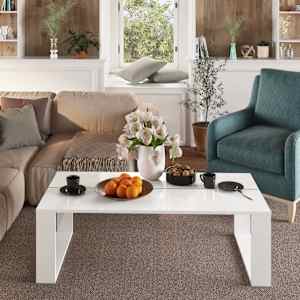 vidaXL Salongbord h&oslash;yglans hvit 110x50x35 cm konstruert tre