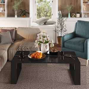 vidaXL Salongbord h&oslash;yglans svart 110x50x35 cm konstruert tre