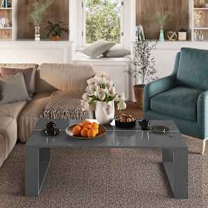 vidaXL Salongbord h&oslash;yglans gr&aring; 110x50x35 cm konstruert tre