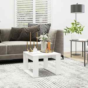 Stranska mizica bela 50x50x35 cm iverna plošča