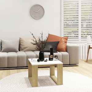 vidaXL Šoninis staliukas, baltos ir ąžuolo spalvos, 50x50x35cm, MDP