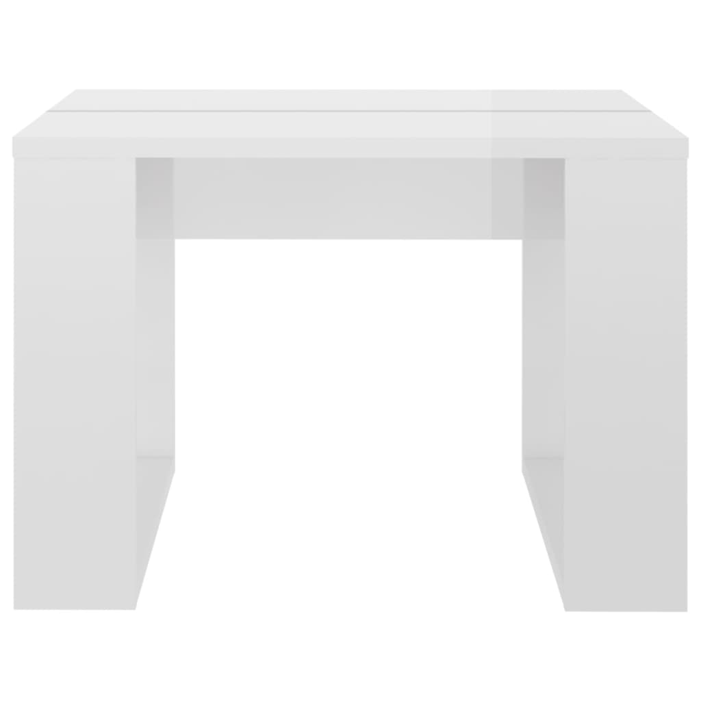  Príručný stolík lesklý biely 50x50x35 cm drevotrieska