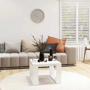 vidaXL Sidebord h&oslash;yglans hvit 50x50x35 cm sponplate