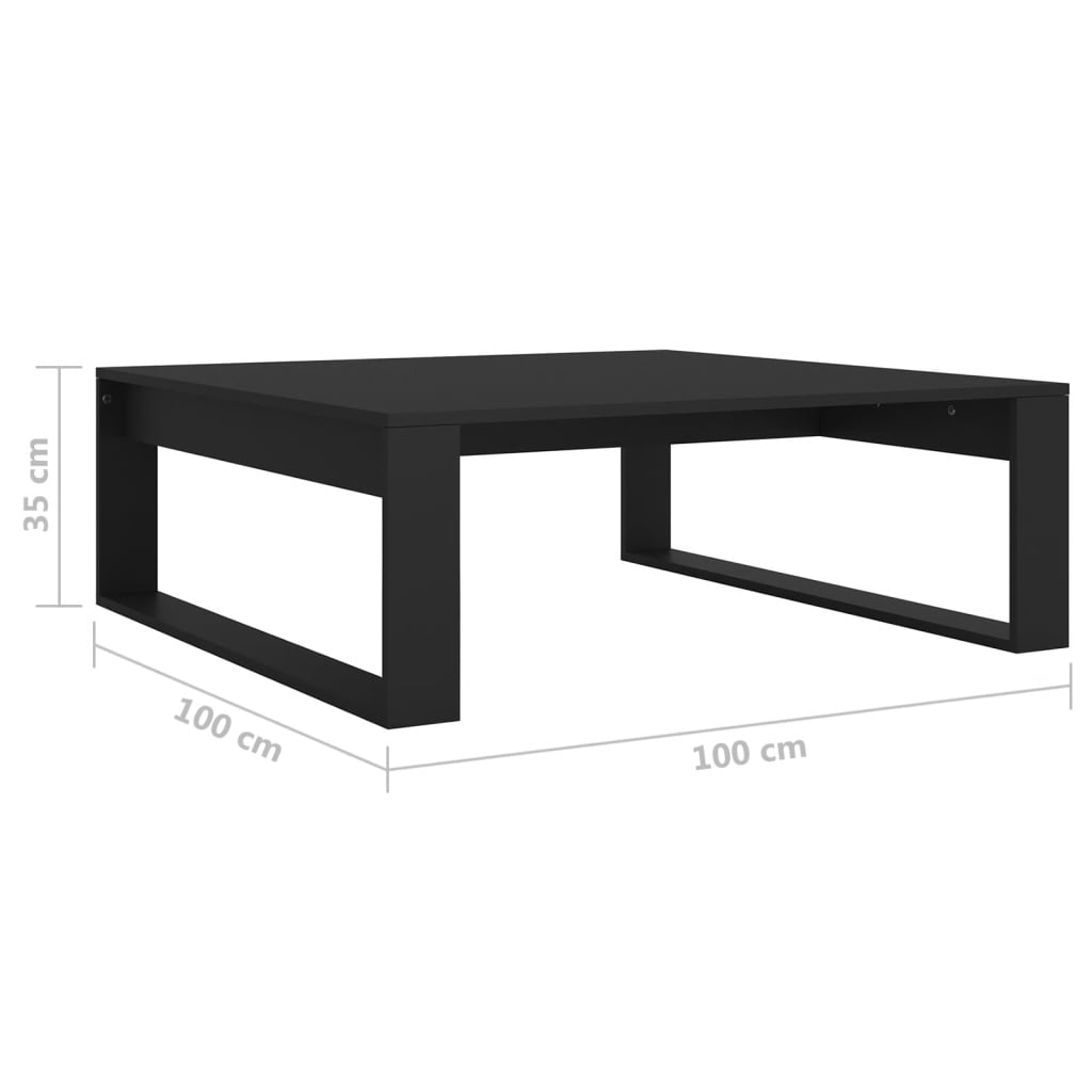 Kavos staliukas, juodos spalvos, 100x100x35cm, MDP | Stepinfit