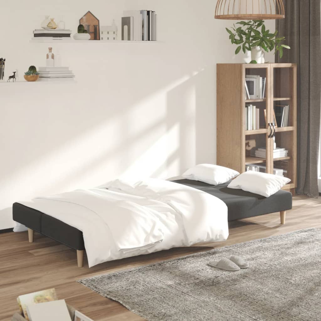 vidaXL Canapé-lit à 2 places gris foncé tissu