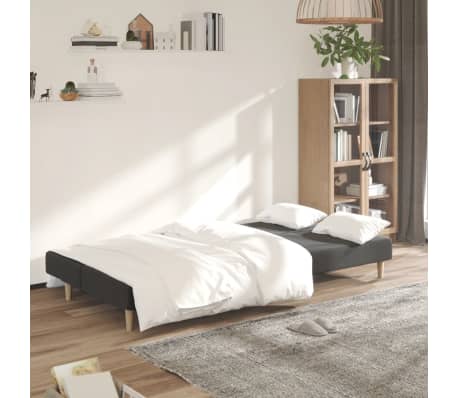 vidaXL Sofá cama de 2 plazas tela gris oscuro
