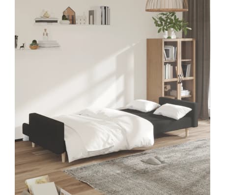 vidaXL Canapé-lit à 2 places Noir Tissu