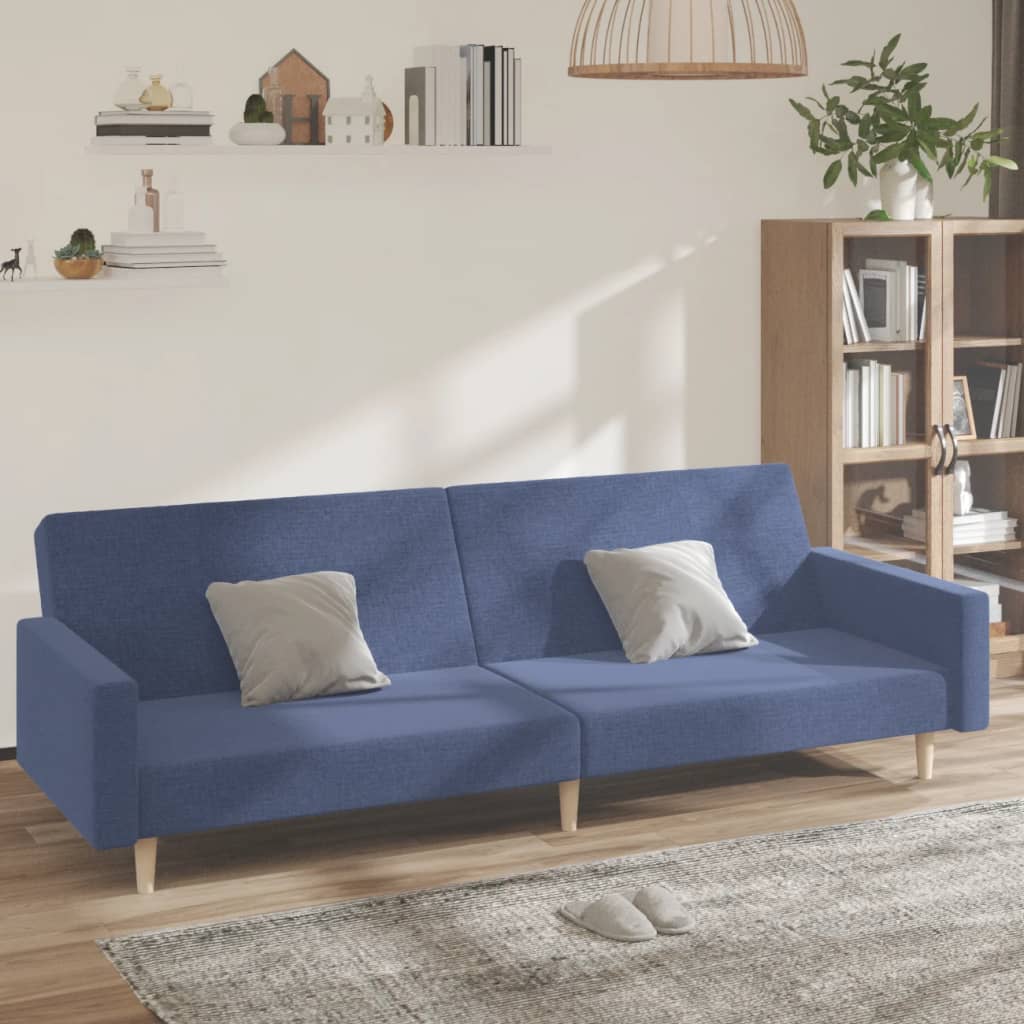 vida XL Schlafsofa 2-Sitzer Blau Stoff