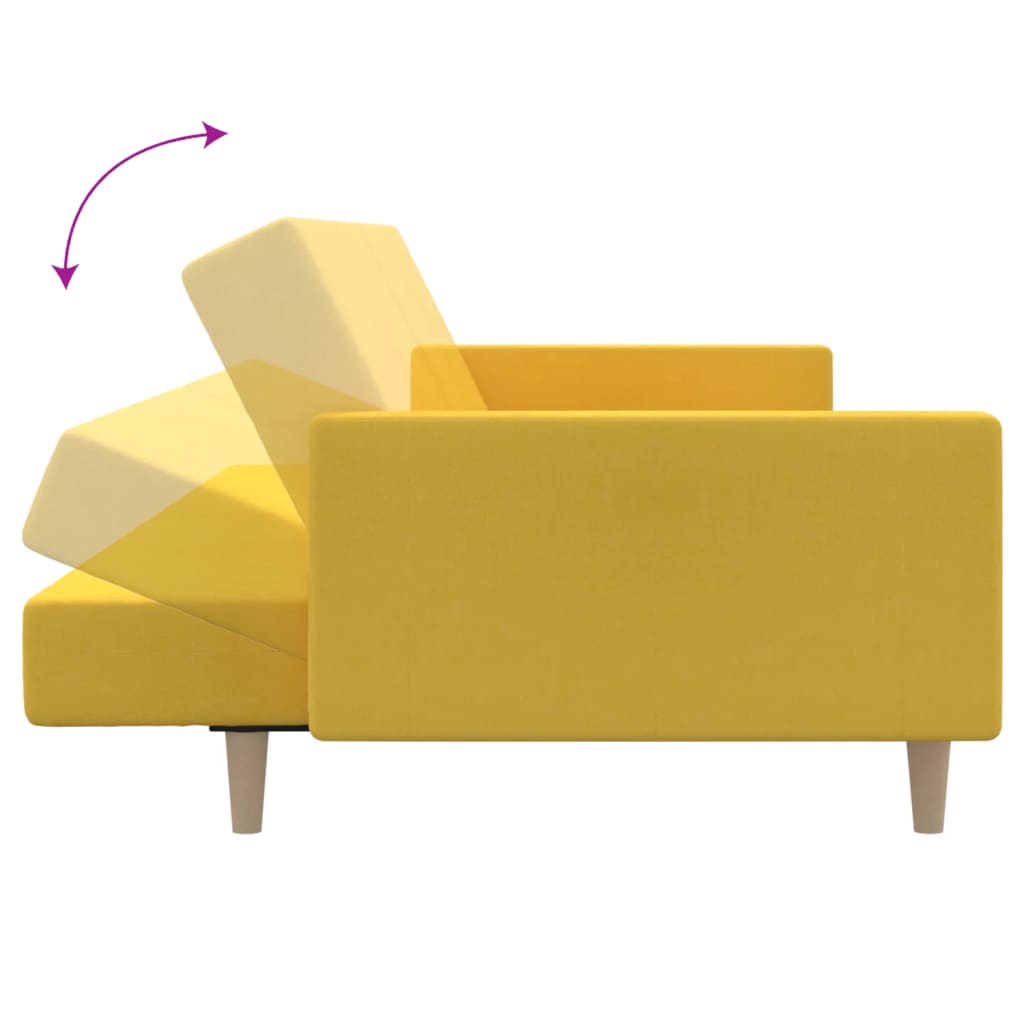 Kétszemélyes sárga szövet kanapéágy 