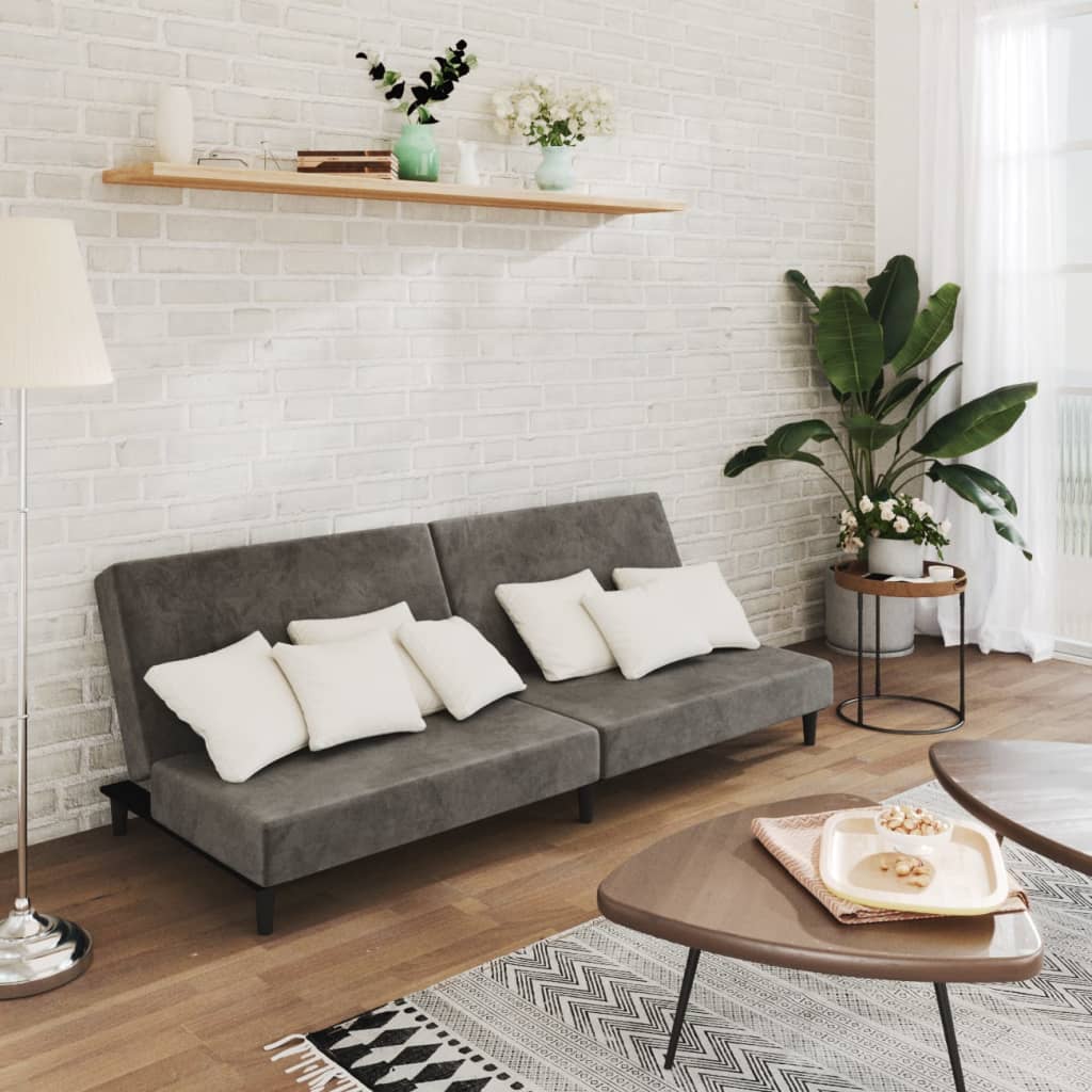 vida XL Schlafsofa 2-Sitzer Dunkelgrau Samt