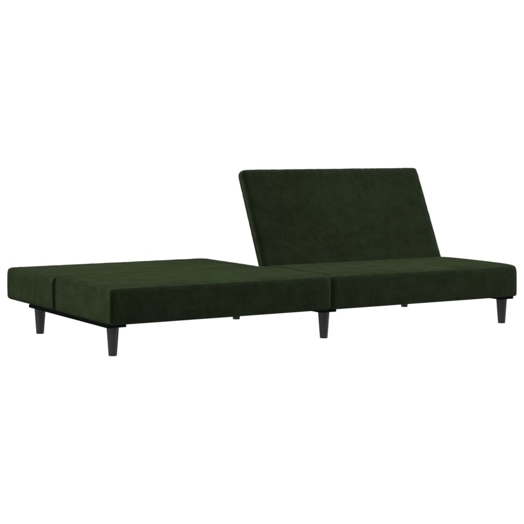 Kétszemélyes sötétzöld bársony kanapéágy 