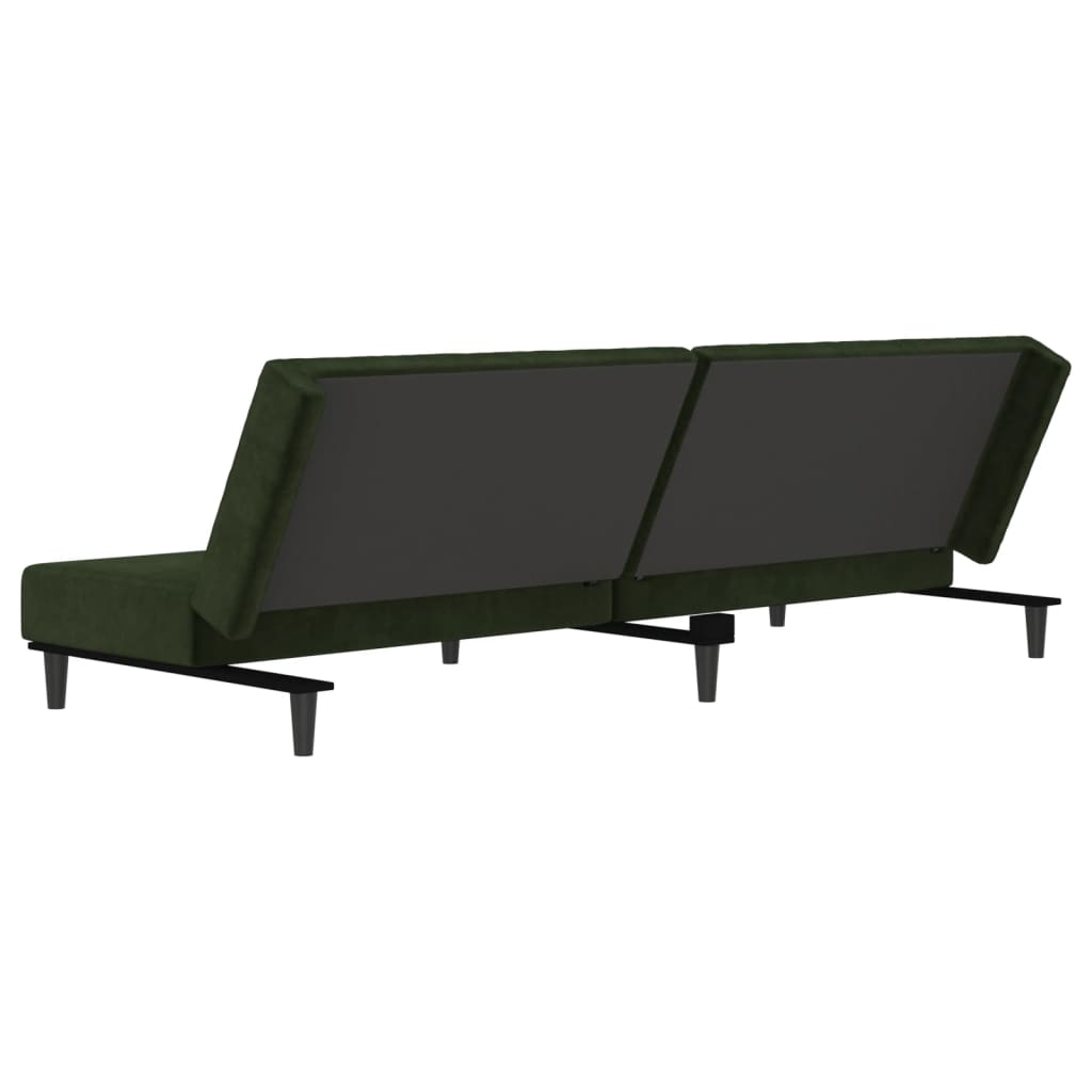 Kétszemélyes sötétzöld bársony kanapéágy 