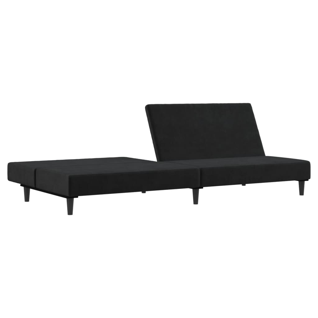 Kétszemélyes fekete bársony kanapéágy 