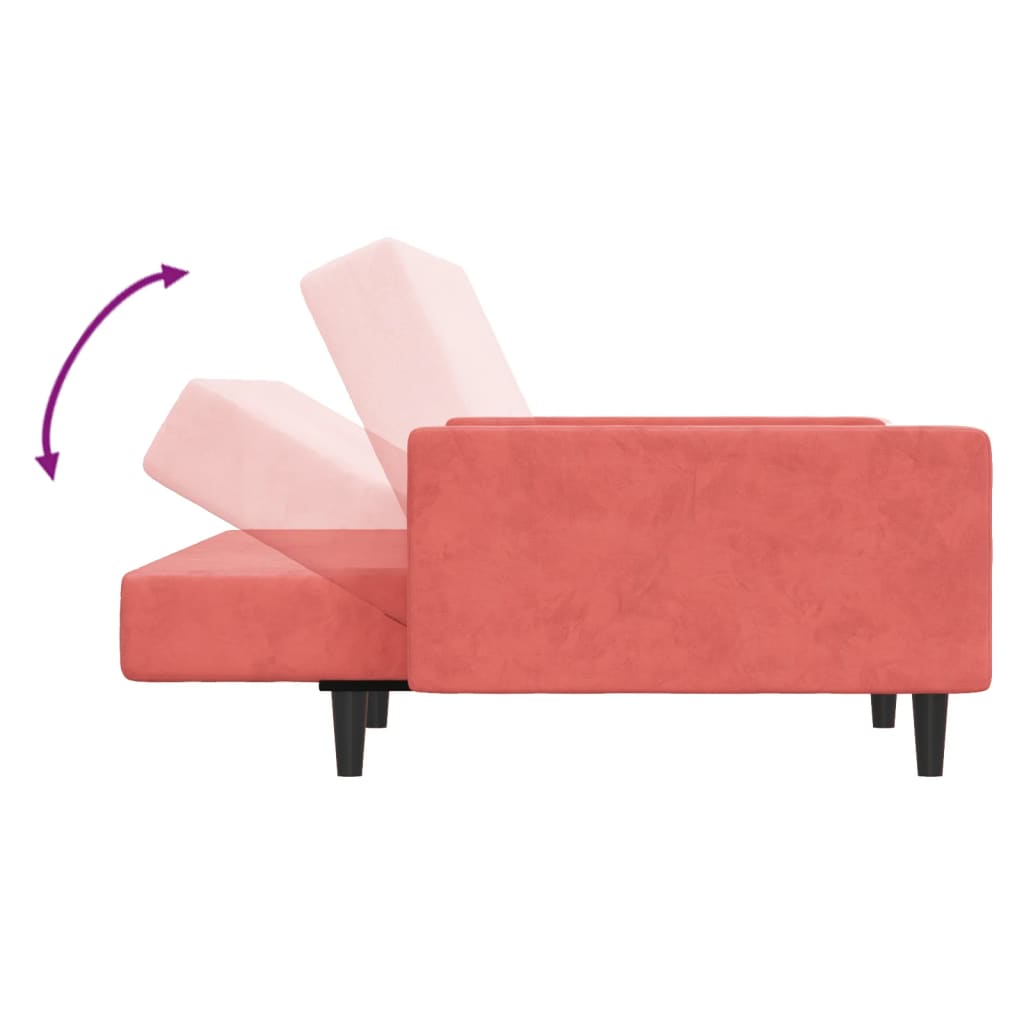 Kétszemélyes rózsaszín bársony kanapéágy 