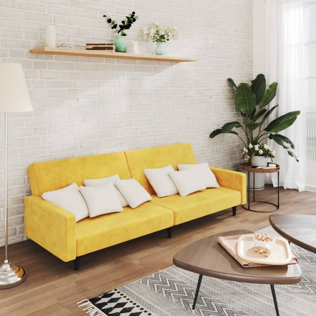 vida XL Schlafsofa 2-Sitzer Gelb Samt