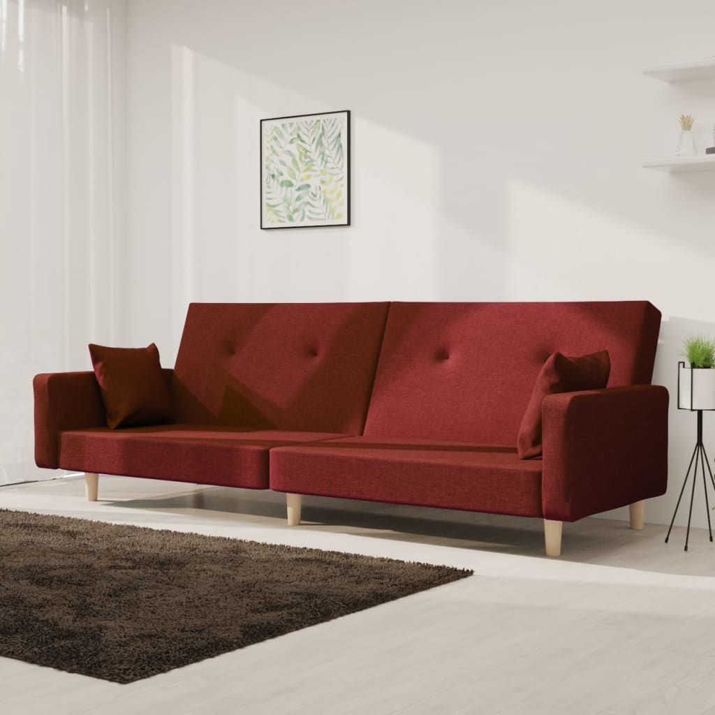vidaXL Sofá cama de 2 plazas con dos almohadas tela color morado -  Bechester - Reinventando la experiencia de comprar muebles