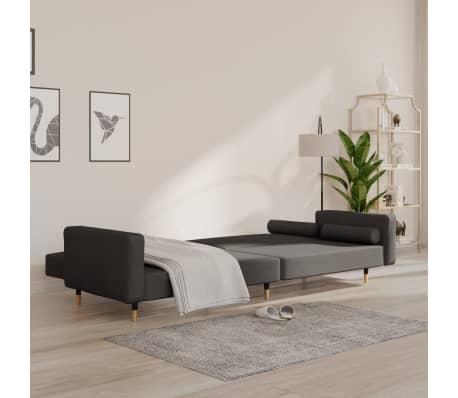 vidaXL Sofá cama de 2 plazas con dos almohadas terciopelo gris oscuro