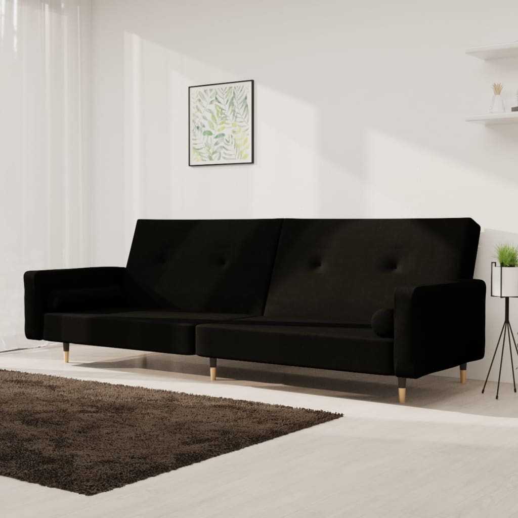 vidaXL 2-personers sovesofa med 2 puder fløjl sort