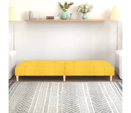 vidaXL Dvivietė sofa-lova, geltonos spalvos, audinys