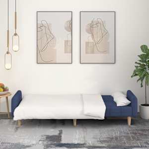 vidaXL Slaapbank 2-zits stof blauw