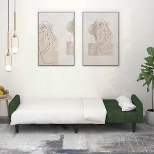 vidaXL Dvivietė sofa-lova, tamsiai žalios spalvos, aksomas