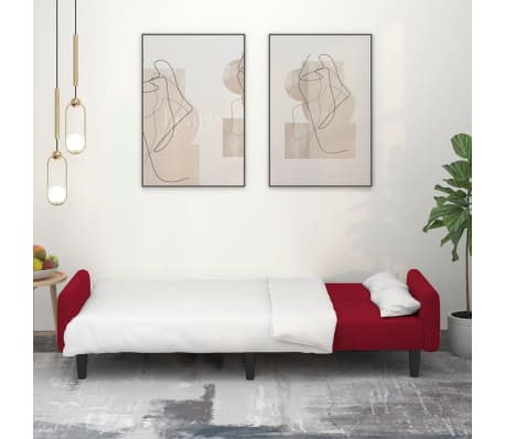 vidaXL Slaapbank 2-zits fluweel wijnrood