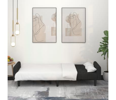 vidaXL Dvivietė sofa-lova, juodos spalvos, aksomas