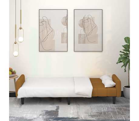 vidaXL Canap&eacute;-lit &agrave; 2 places Marron Velours