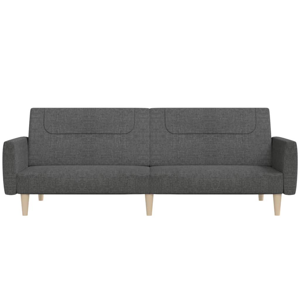vidaXL Dvivietė sofa-lova, tamsiai pilkos spalvos, audinys
