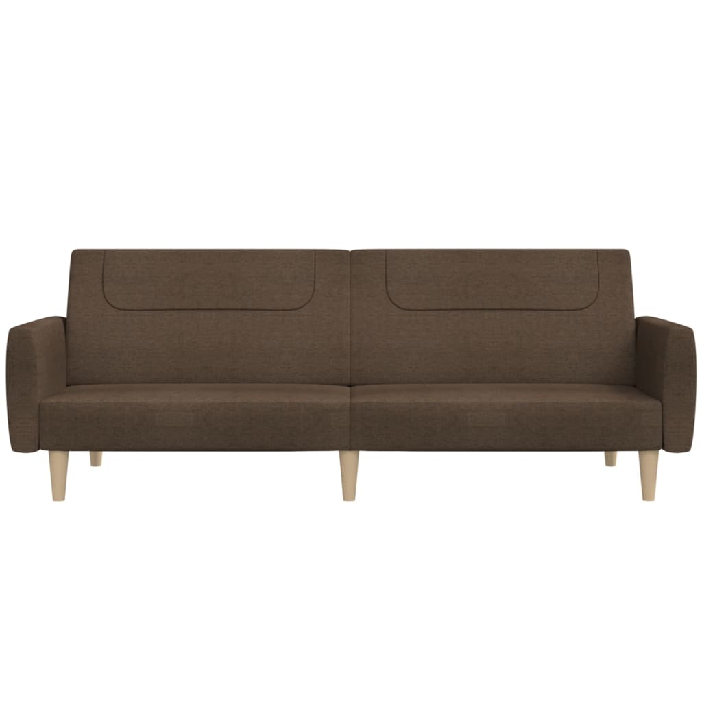 vidaXL Dvivietė sofa-lova, rudos spalvos, audinys