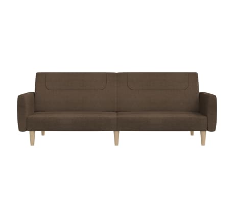 vidaXL Dvivietė sofa-lova, rudos spalvos, audinys