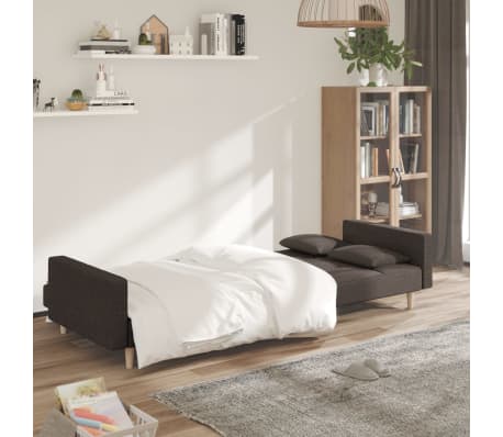 vidaXL Schlafsofa 2-Sitzer mit 2 Kissen Braun Stoff