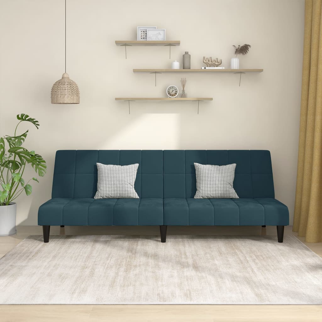 vida XL Schlafsofa 2-Sitzer Blau Samt