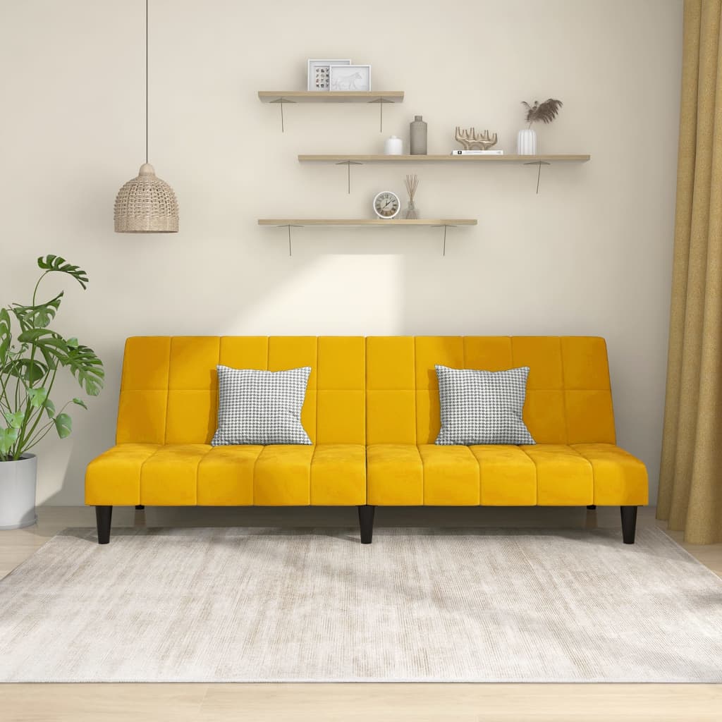 vidaXL Sofá-cama de 2 lugares veludo amarelo