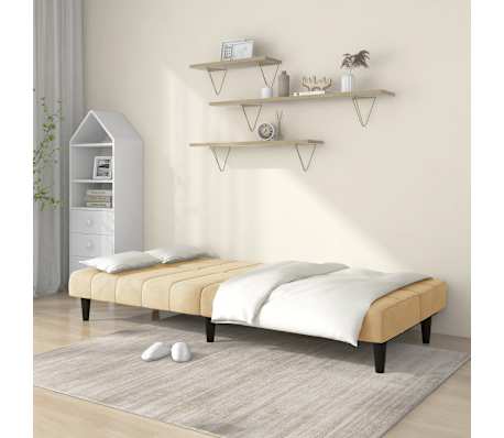 vidaXL Dvivietė sofa-lova, kreminės spalvos, aksomas