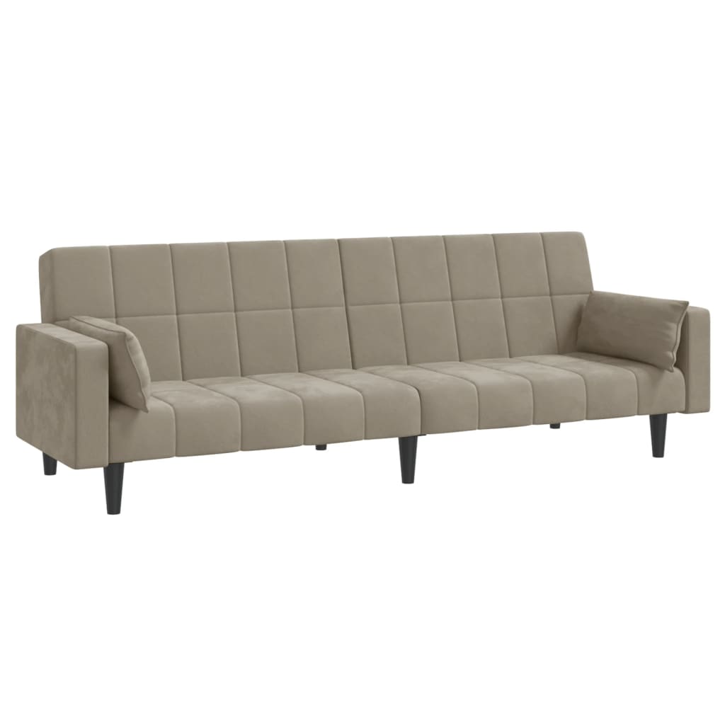 Image of vidaXL 2-Seater Sofa Bed with Two Pillows Light Grey Velvet